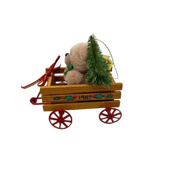 Vintage Christmas Wagon & Rocking Horse with Bears Ornament - dated 1987 - Picture 6 of 6